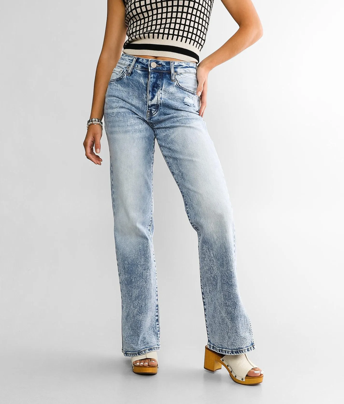 Jeans|Bottoms | Gilded Intent 90's Split Hem Wide Leg Stretch Jean Everest