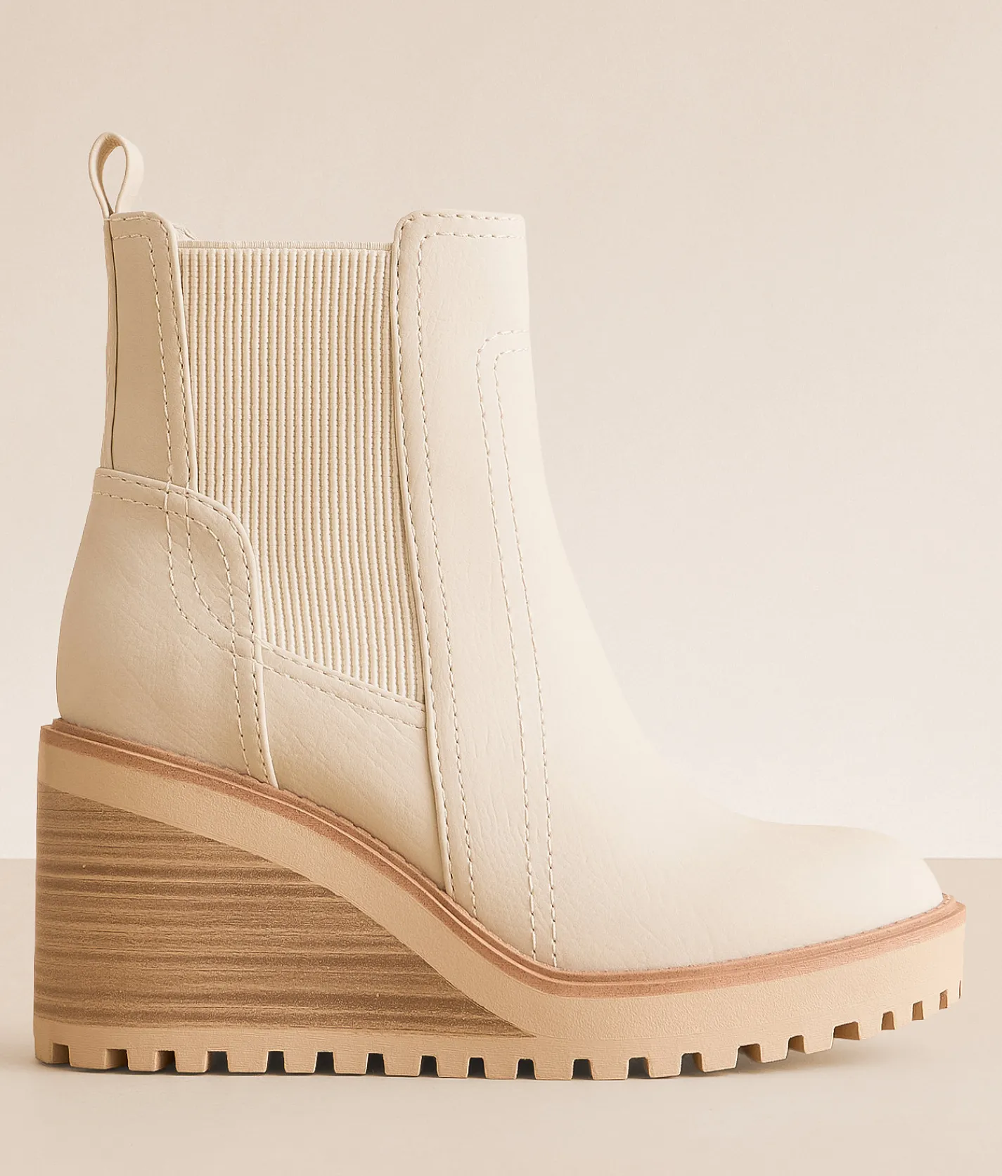 Mia Arelis Wedge Ankle Boot Ecru Clearance