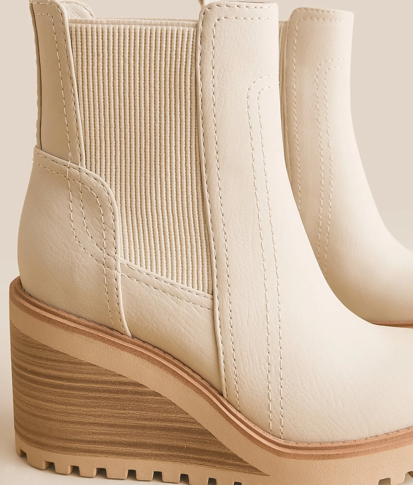 Mia Arelis Wedge Ankle Boot Ecru Clearance