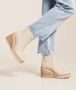 Mia Arelis Wedge Ankle Boot Ecru Clearance