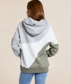 Wanakome Ariel Color Block Hooded Sweatshirt Light Heather Grey Mix Clearance