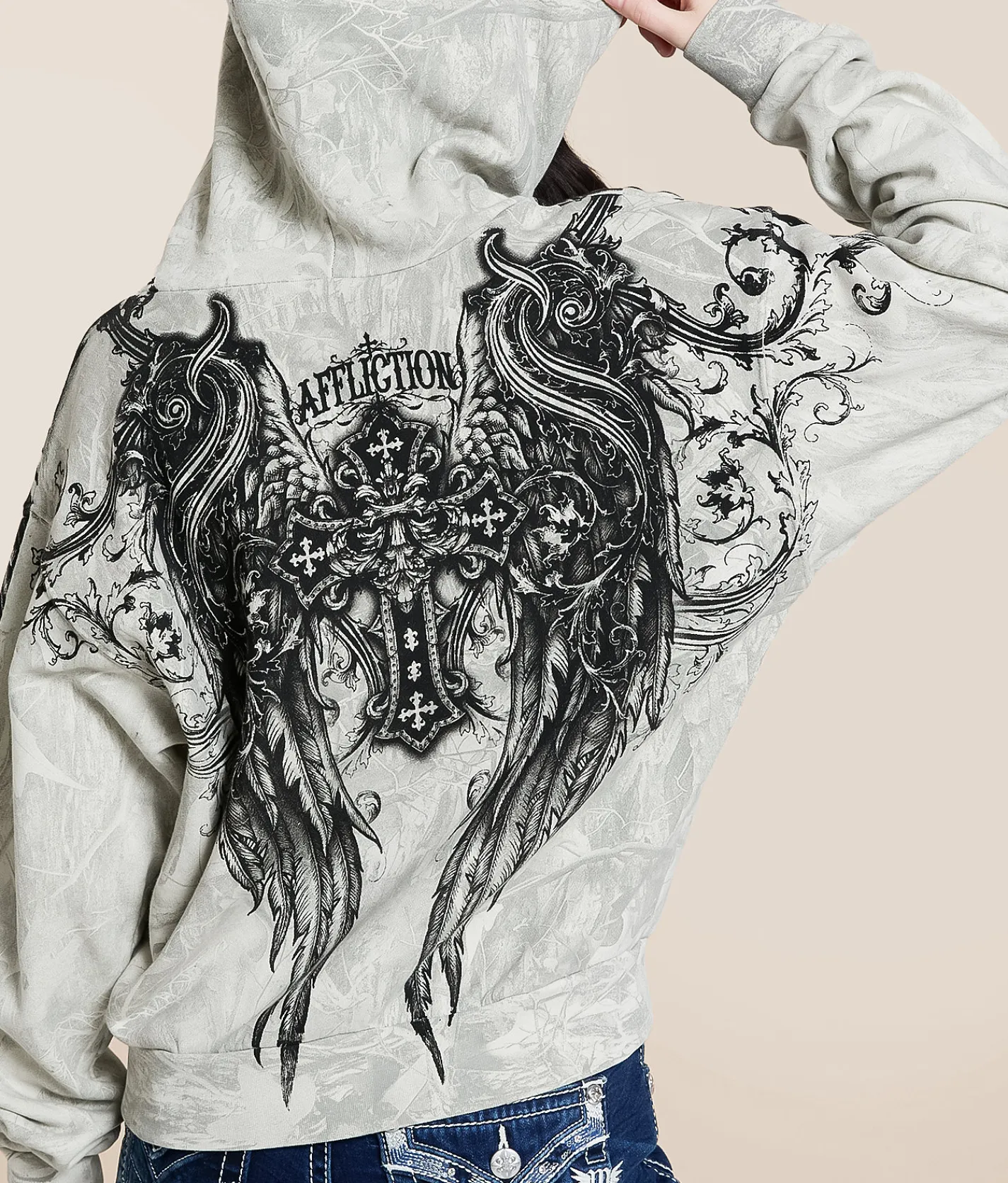 Affliction Aristocrat Hooded Sweatshirt White Sale