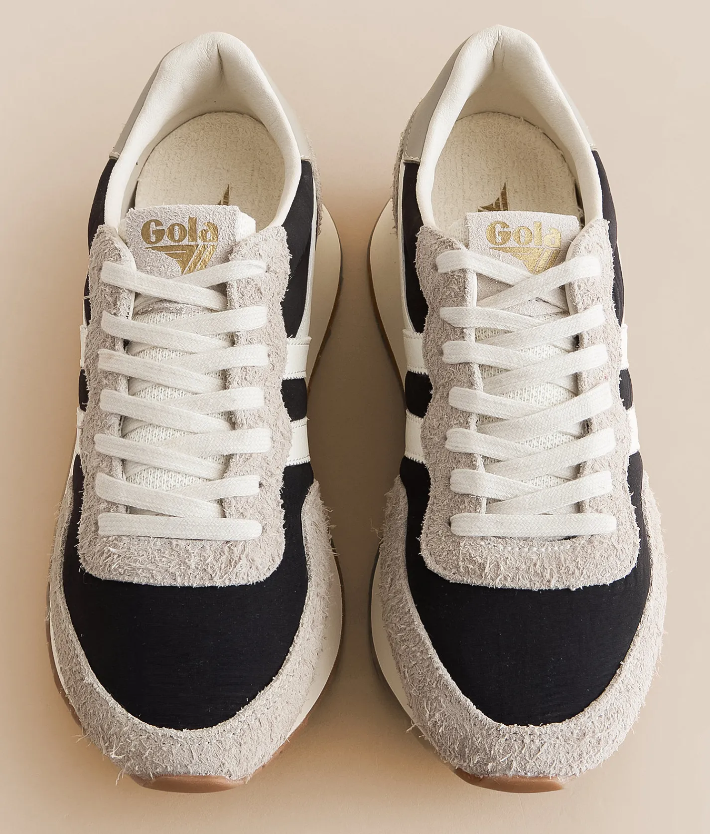Gola® Arizona Leather Sneaker Black Feather Grey White Hot
