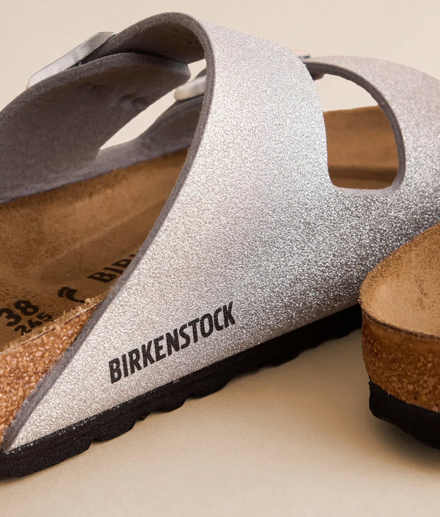Birkenstock® Arizona Shiny Glitter Sandal Silver