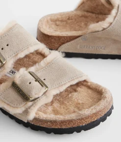 Birkenstock® Arizona Suede Shearling Sandal Taupe Sandcastle Discount