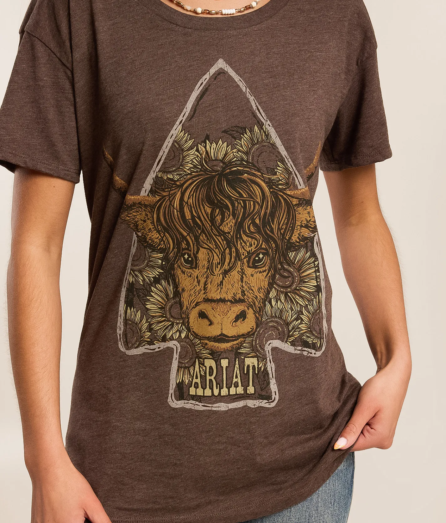 Ariat Arrowhead Cow T-Shirt Chocolate Discount
