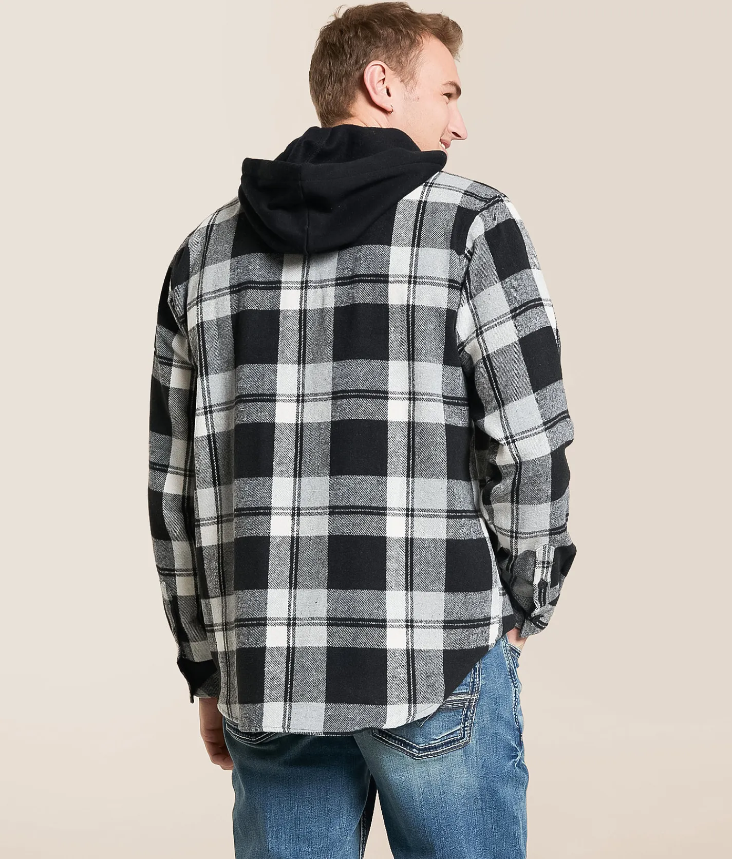 Howitzer Ashes Hooded Flannel Shirt Black Grey White New