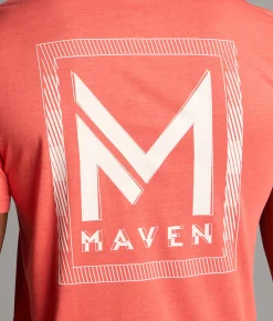 Maven Co-op Askewed Performance T-Shirt Bright Coral Hot