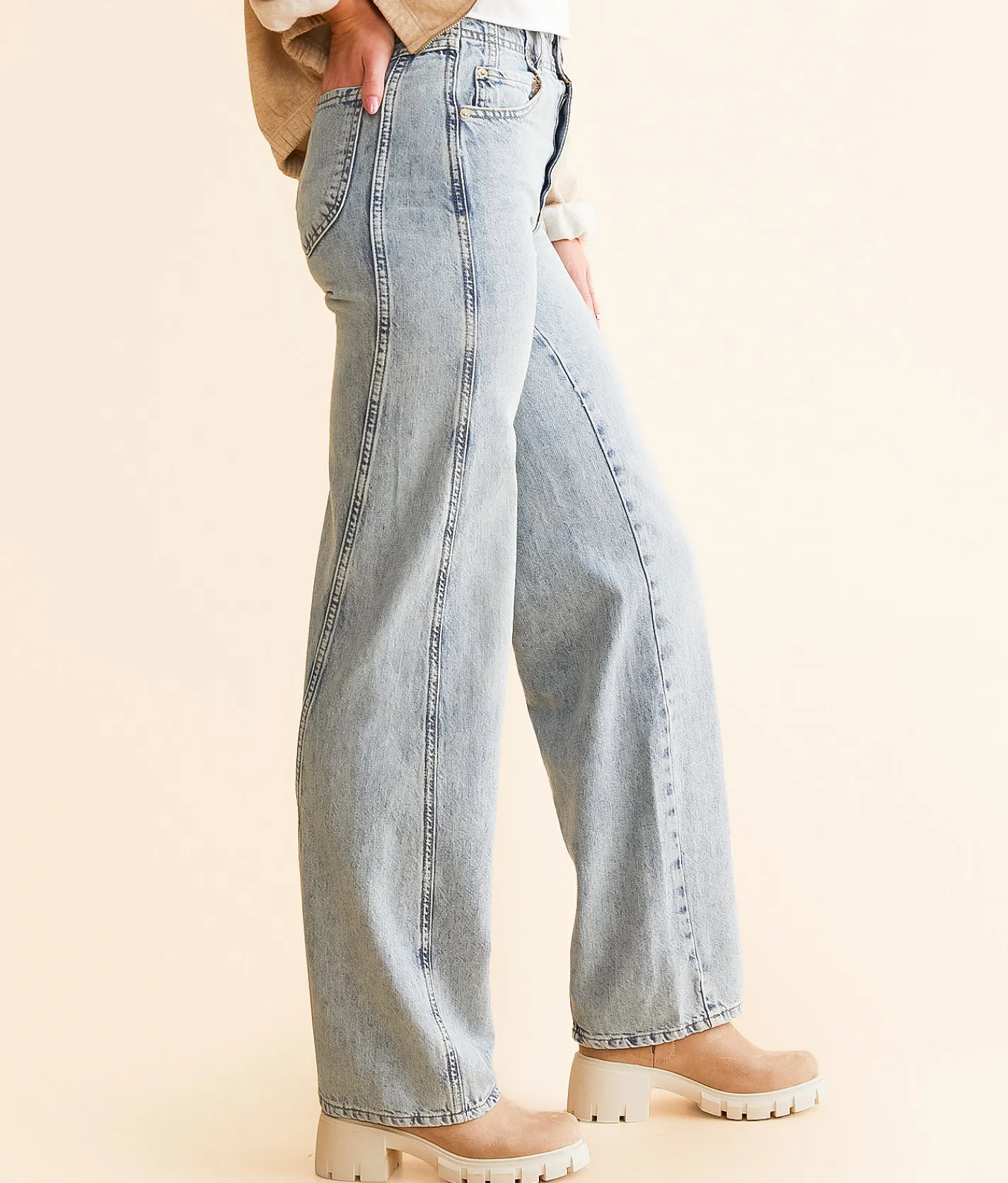 Jeans|Bottoms | Free People Aster Straight Jean Cream