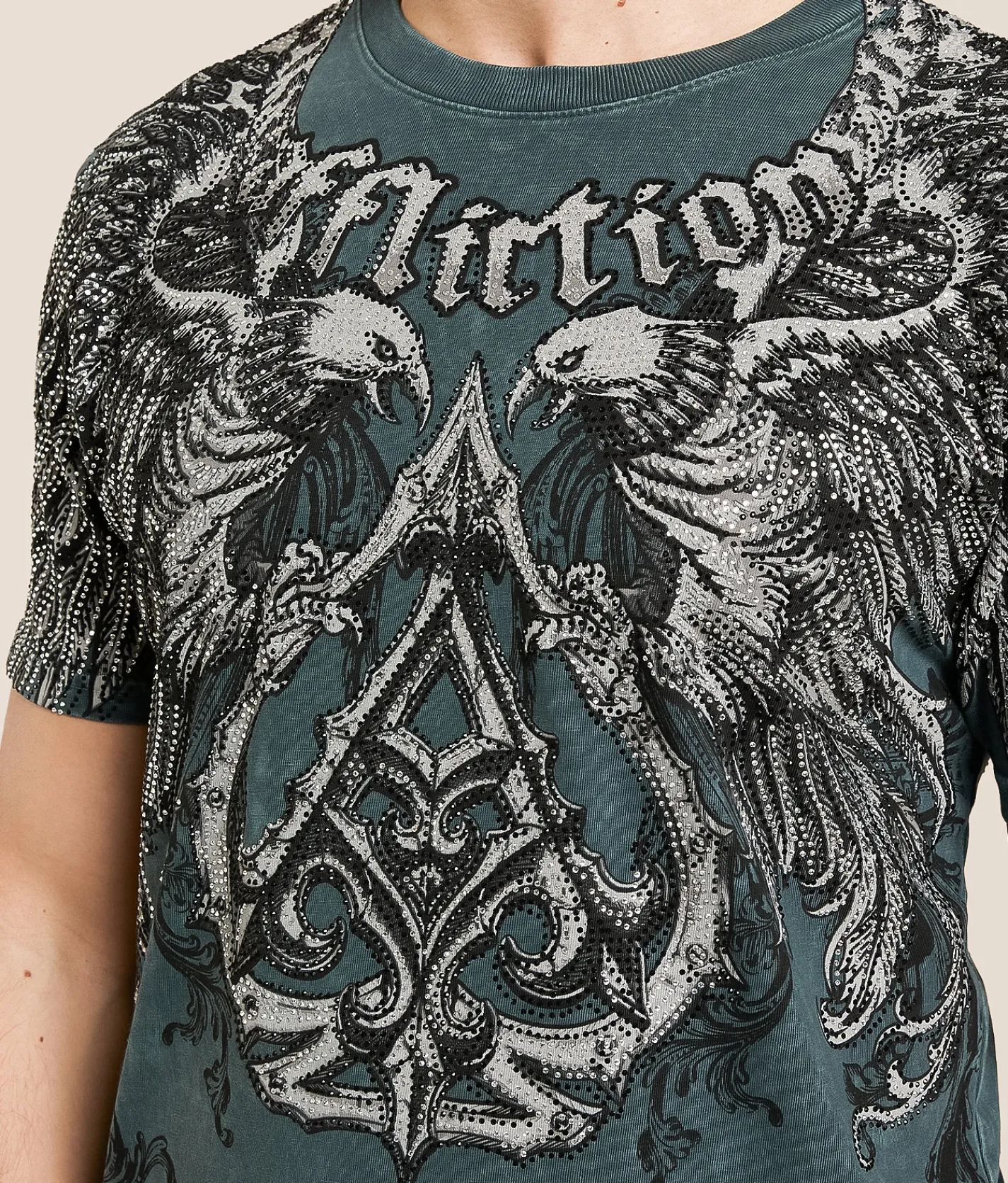 Affliction Astral Force T-Shirt Gunmetal Lava Wash Outlet