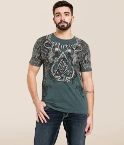 Affliction Astral Force T-Shirt Gunmetal Lava Wash Outlet