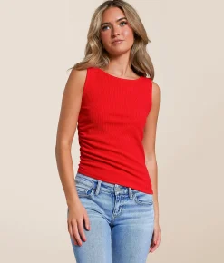 Tops | Willow & Root Asymmetrical Ribbed Tank Top Red