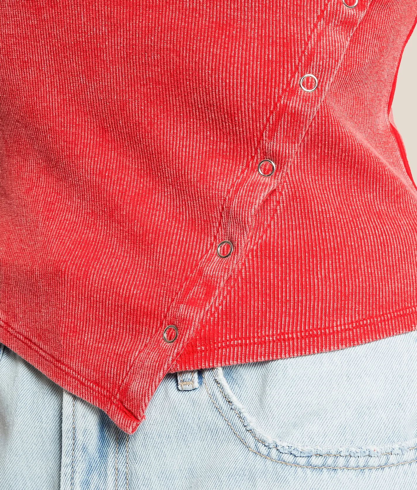 Gilded Intent Asymmetrical Tank Top Chinese Red Hot