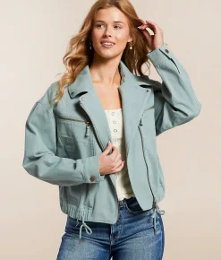 Tops|Coats & Jackets | Stoosh Asymmetrical Zip Jacket Chinois Green