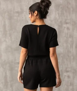 Buckle Black Athleisure Romper Black Online