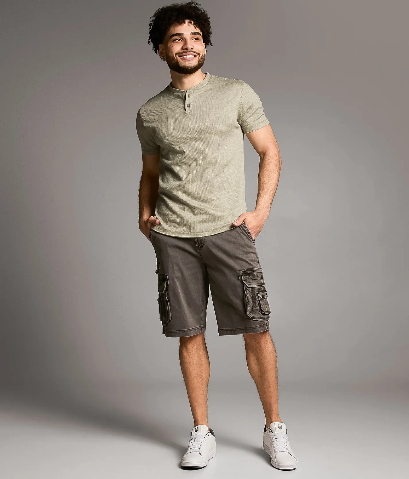 BKE Athletic Cargo Stretch Short Morally Grey Clearance