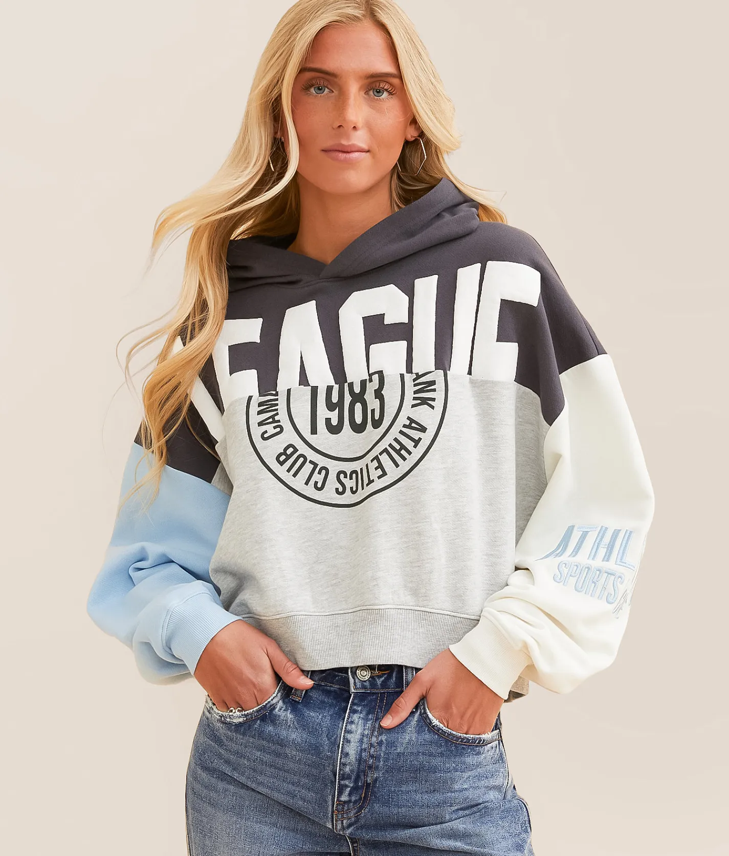 Tops | DH Apparel Athletic Cropped Sweatshirt Washed Black