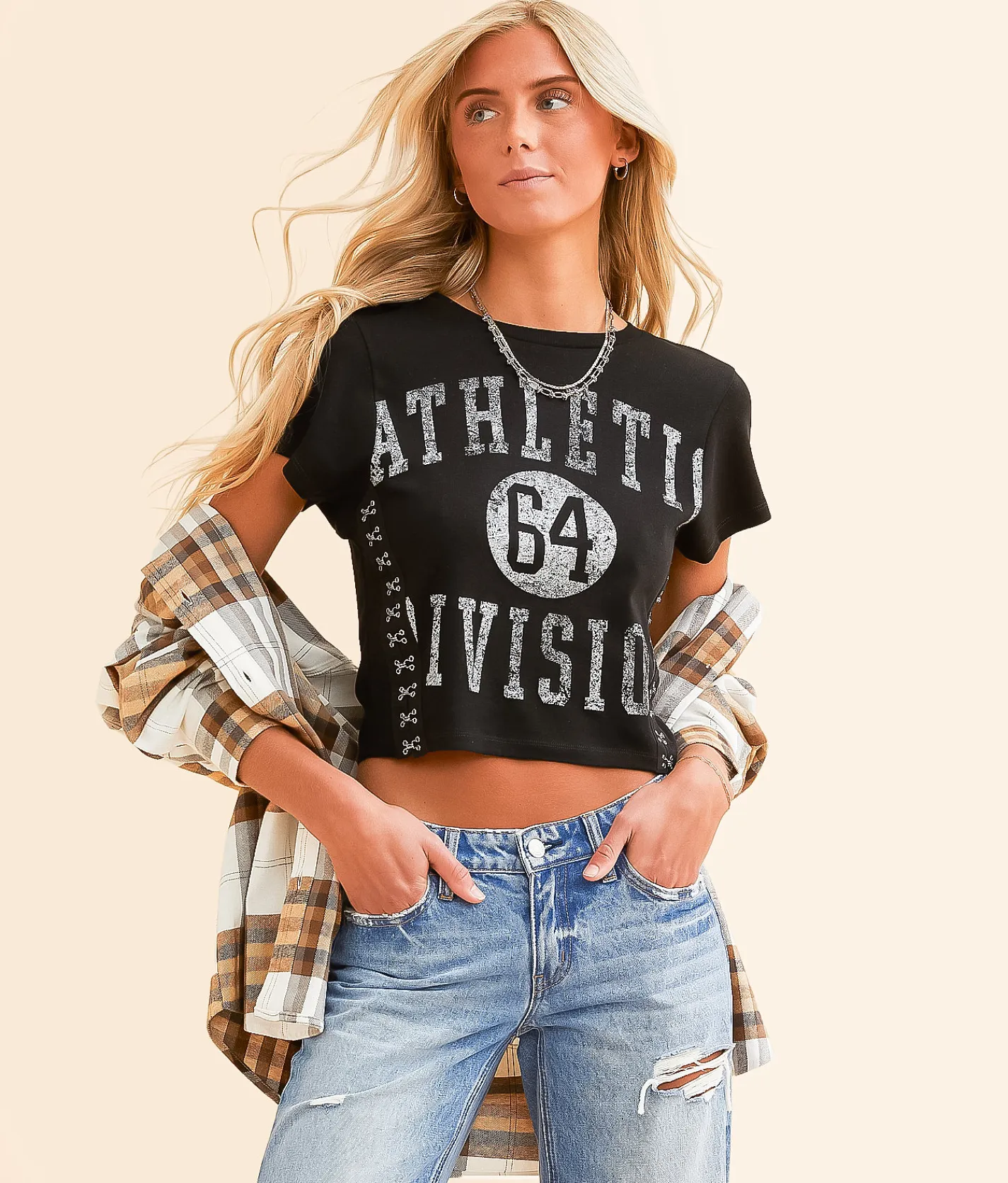 Tops | Modish Rebel Athletic Division Cropped T-Shirt Black