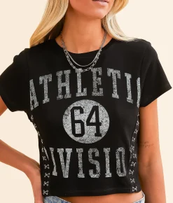 Tops | Modish Rebel Athletic Division Cropped T-Shirt Black
