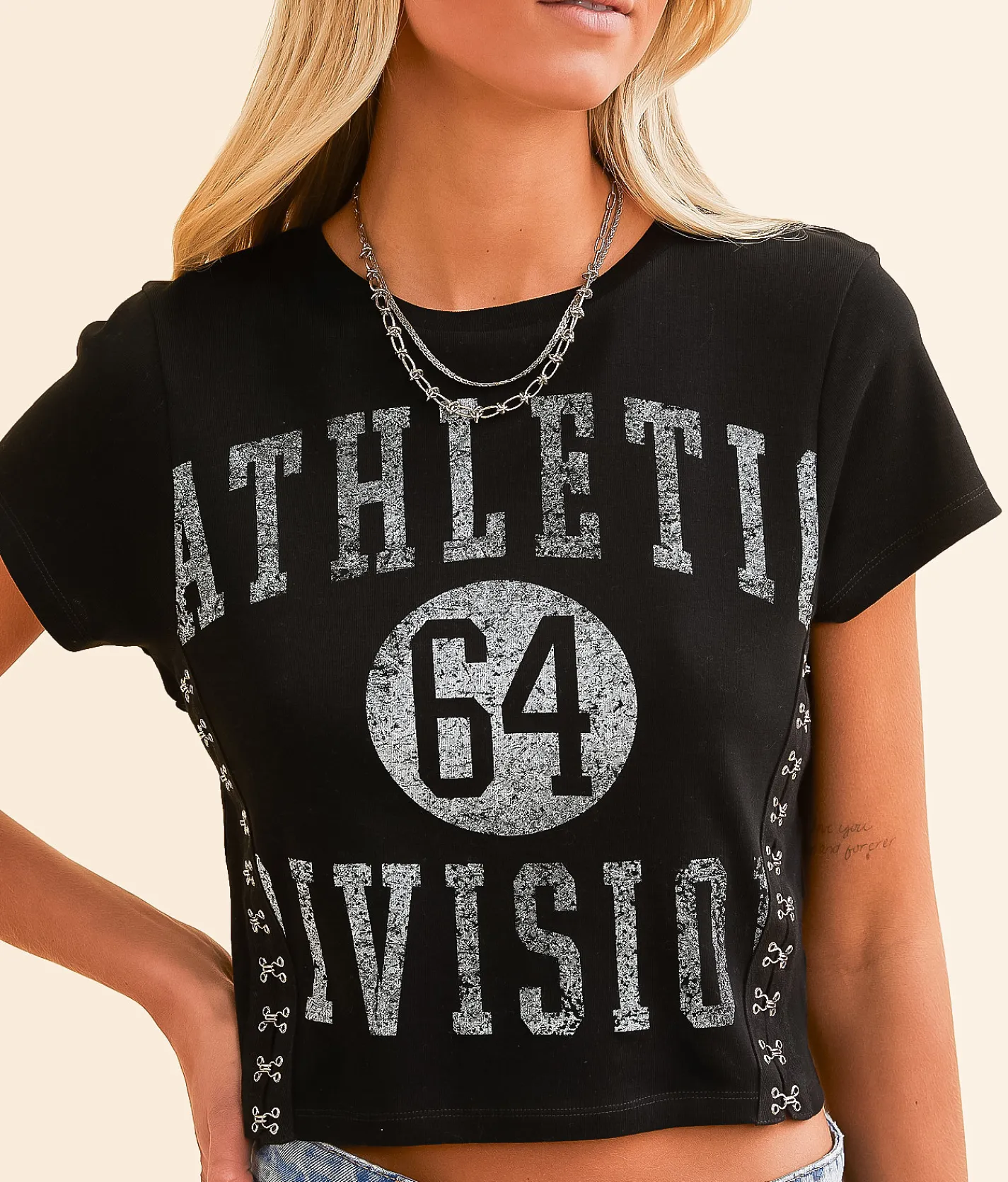 Tops | Modish Rebel Athletic Division Cropped T-Shirt Black