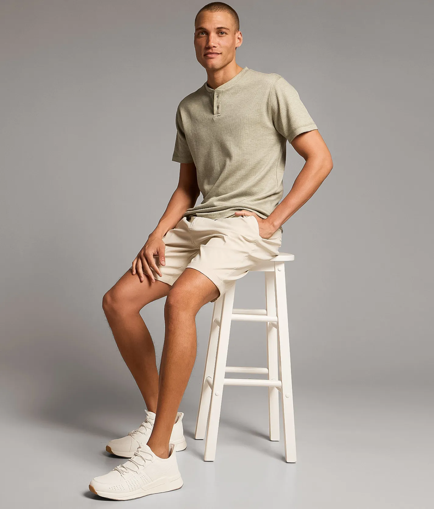 Bottoms|Shorts | BKE Athletic Hybrid Stretch Short Pumice Stone