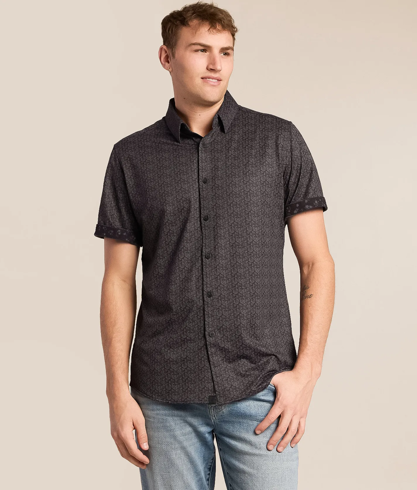 J.B. Holt Athletic Performance Knit Shirt Black Grey Discount