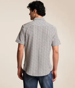 J.B. Holt Athletic Performance Stretch Shirt White Brown Navy Discount