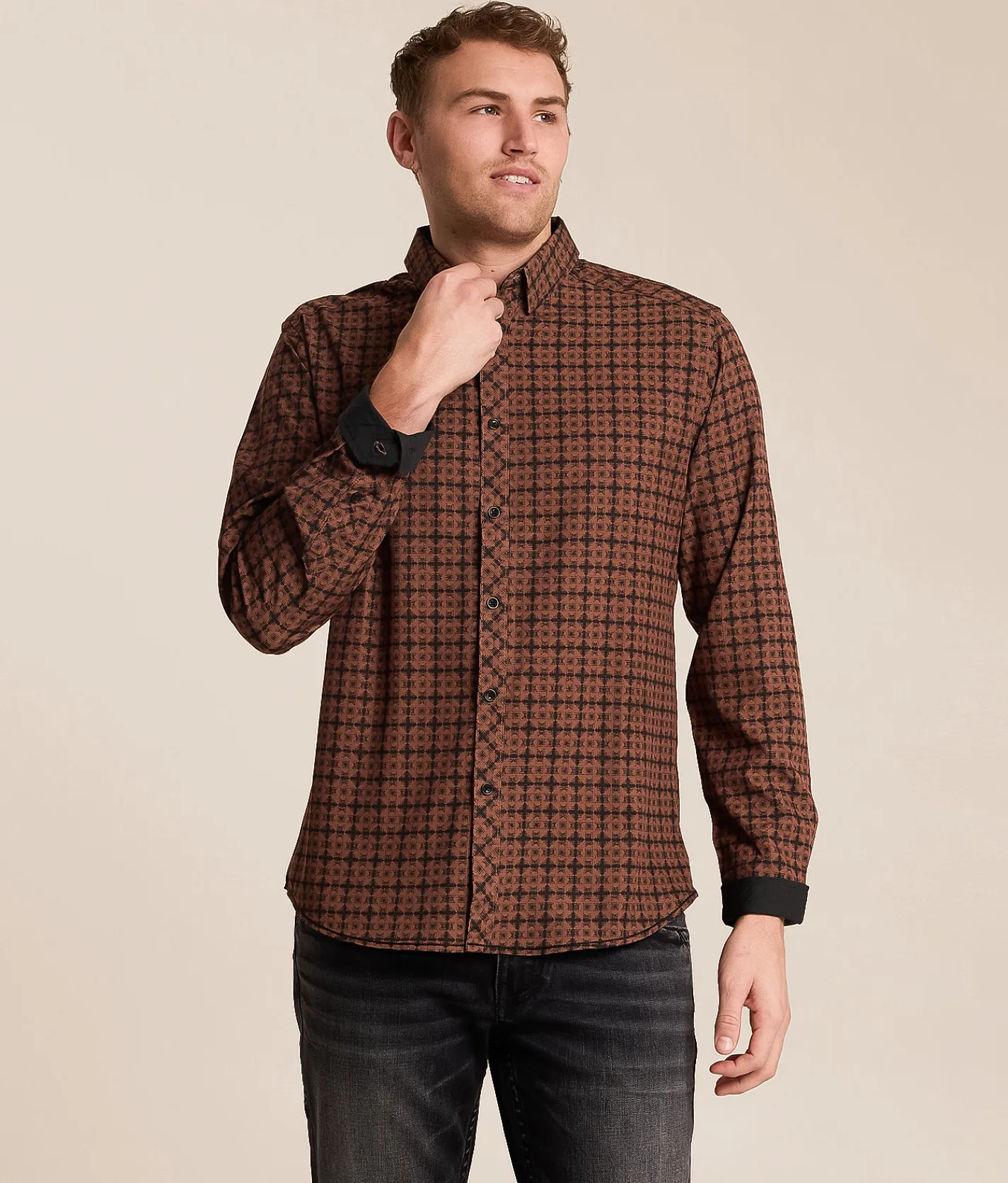 Tops | J.B. Holt Athletic Performance Stretch Shirt Rust Black