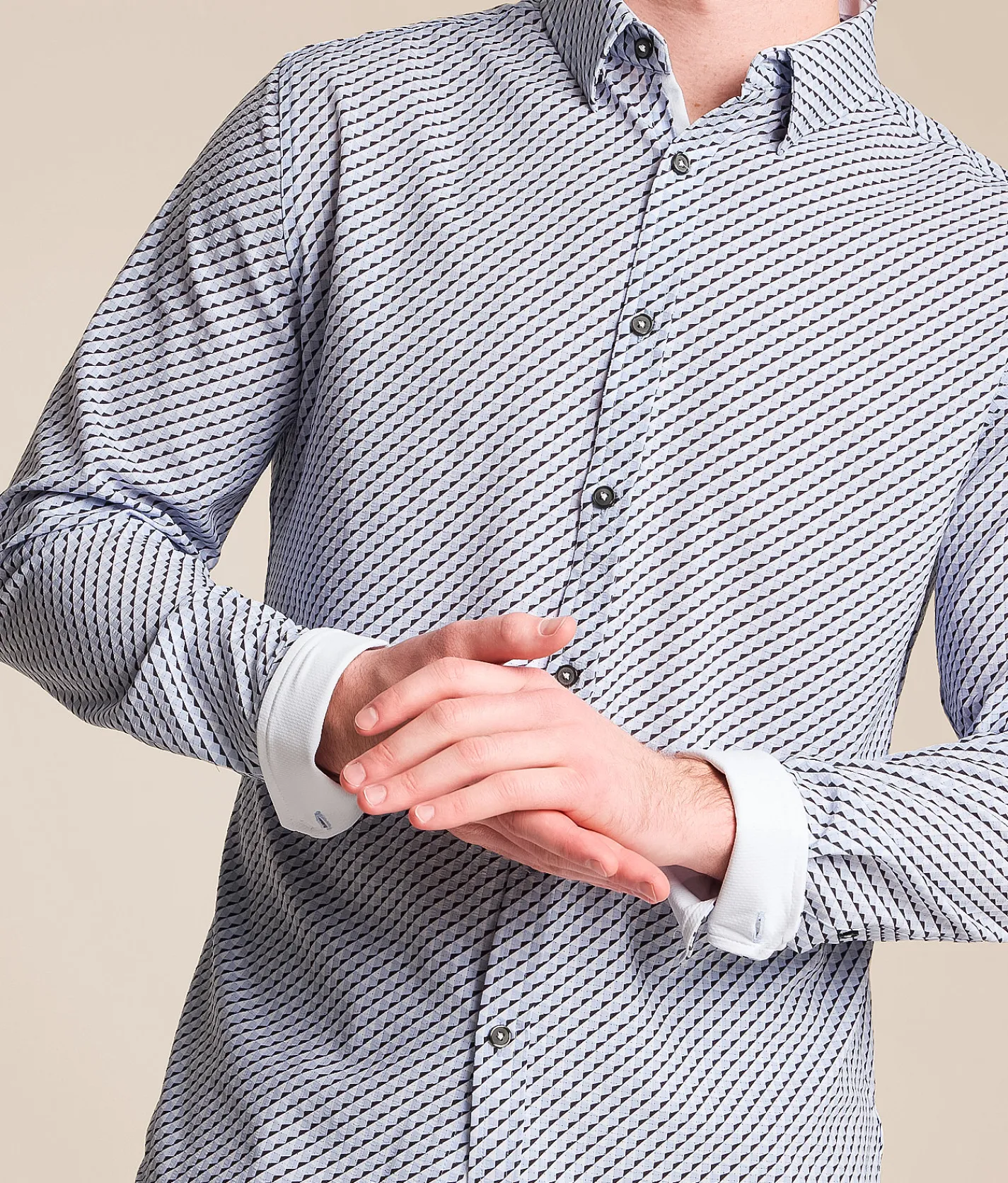 J.B. Holt Athletic Performance Stretch Shirt White Light Blue Outlet