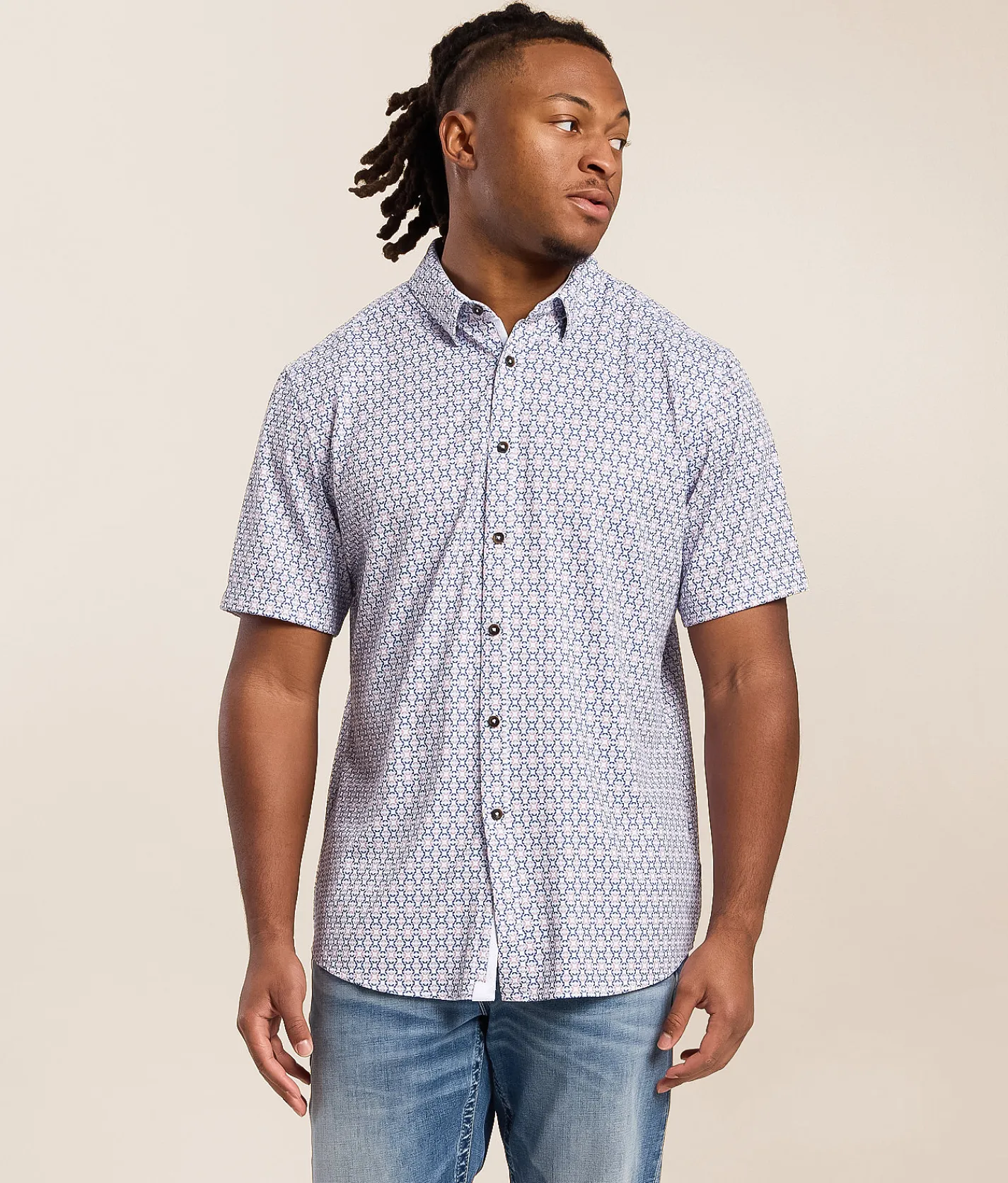 Tops | J.B. Holt Athletic Performance Stretch Shirt White Blue