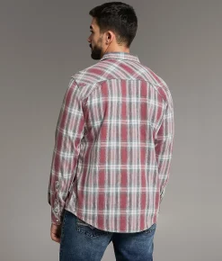 Tops | BKE Vintage Athletic Plaid Shirt Red Navy White