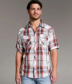 Tops | BKE Athletic Plaid Shirt White Red Black