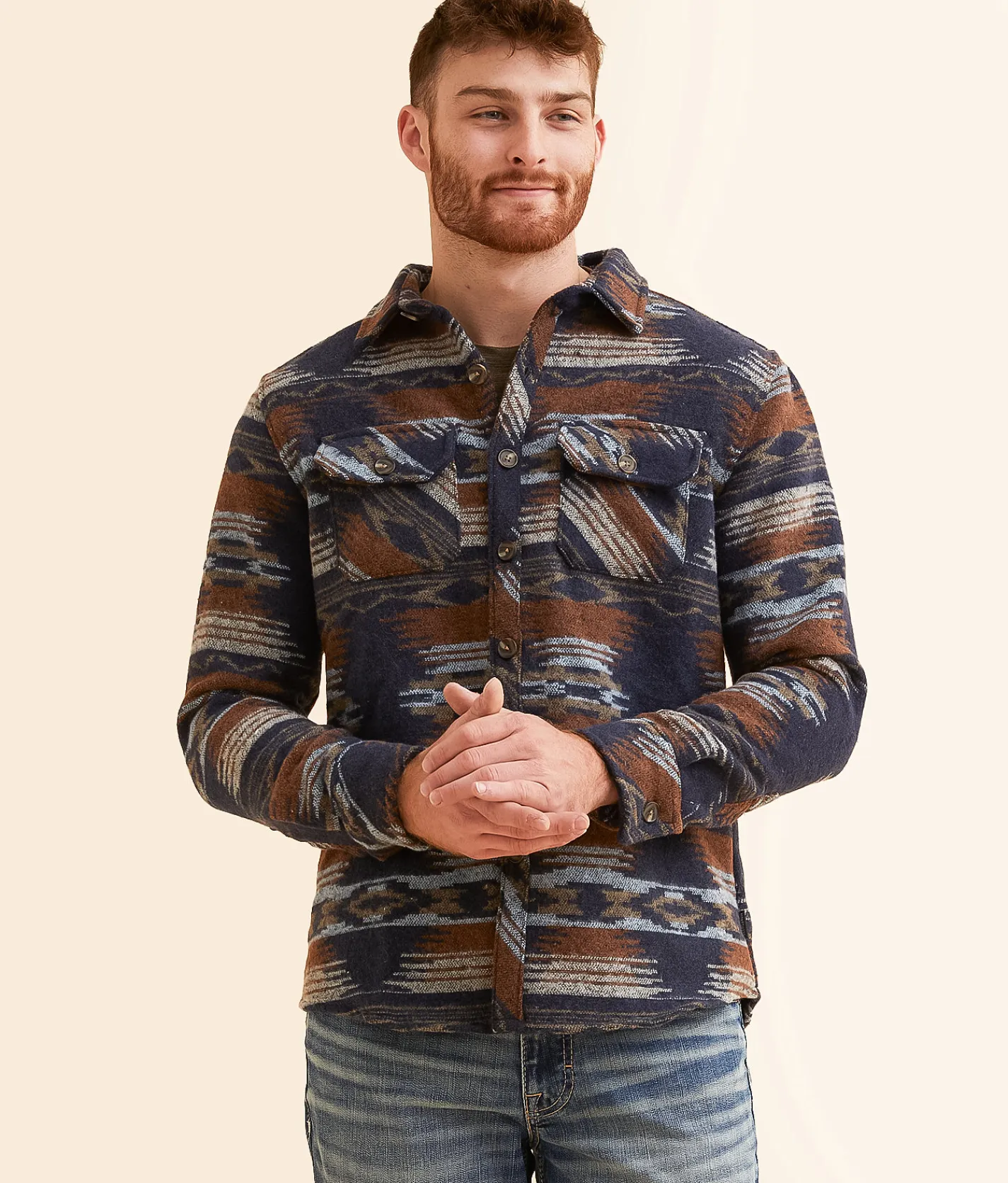 Departwest Athletic Southwestern Shacket Black New