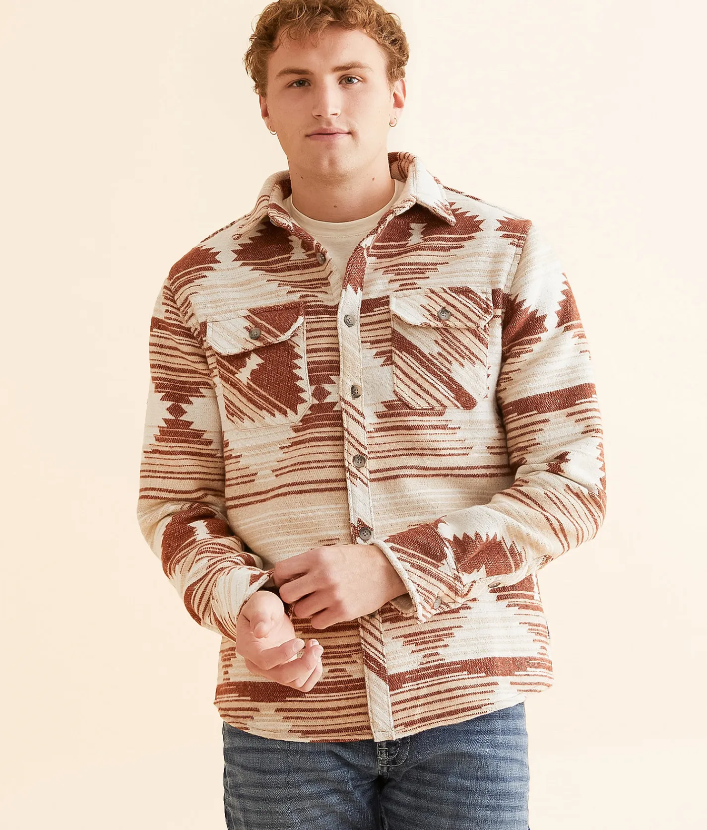 Coats & Jackets | Departwest Athletic Southwestern Shacket Mauve Cream