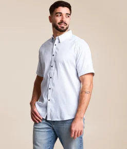 J.B. Holt Athletic Stretch Shirt White Light Blue Clearance