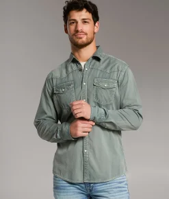 BKE Vintage Athletic Stretch Shirt Green Best
