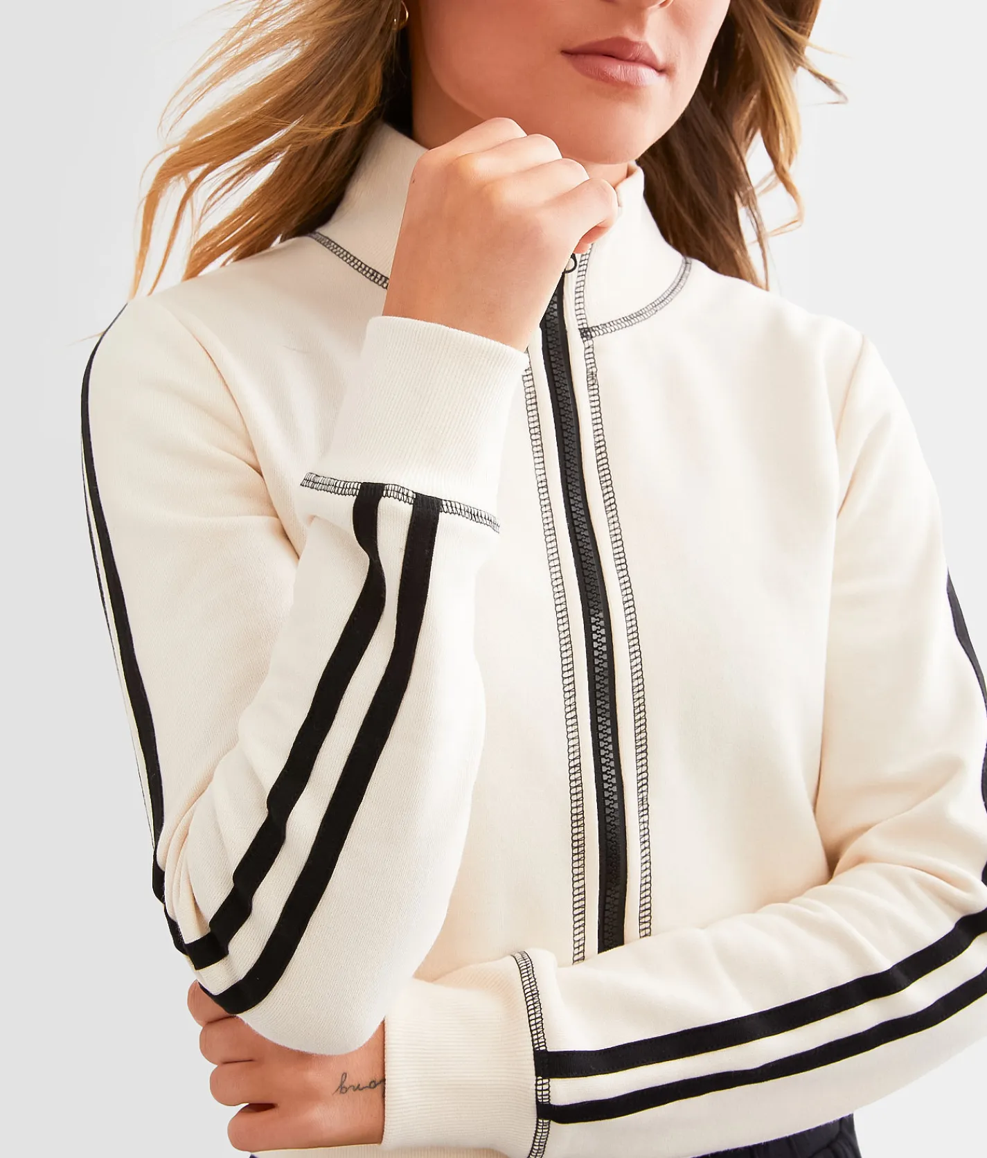FITZ + EDDI Athletic Stripe Cropped Jacket Cream Hot