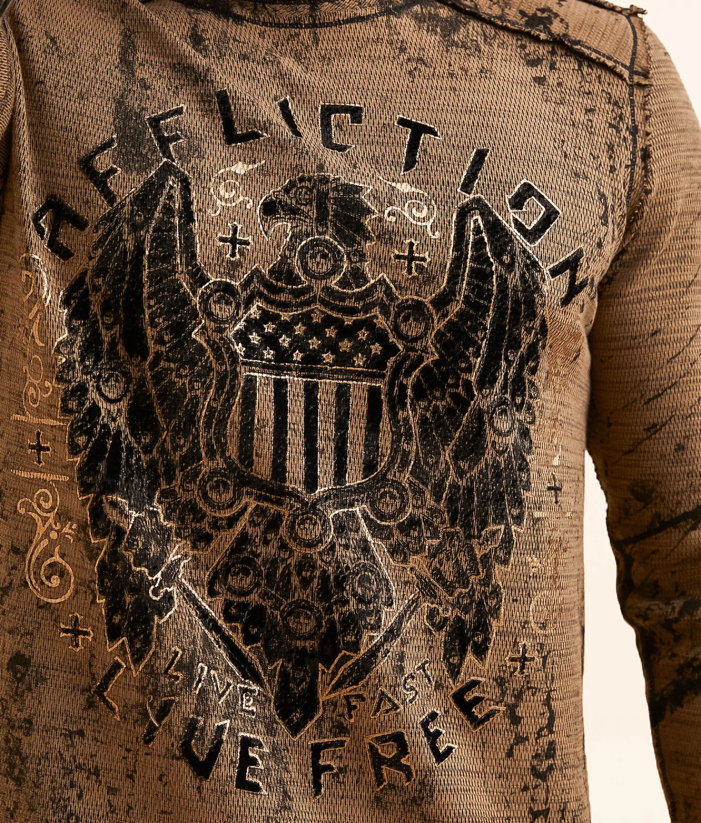 Affliction Atomic Iron Reversible Thermal Tobacco Brown Black Hot