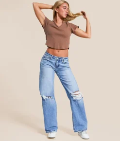 VERVET by Flying Monkey Aubrey Low Baggy Wide Leg Jean Pleasant Sale