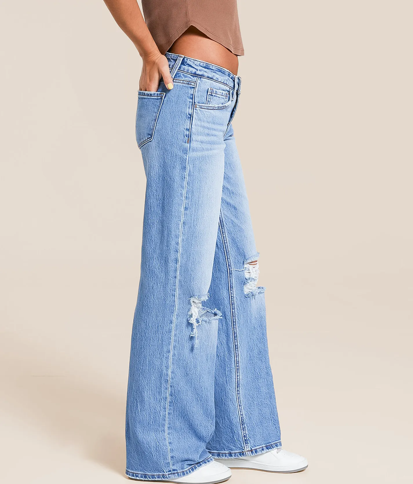 VERVET by Flying Monkey Aubrey Low Baggy Wide Leg Jean Pleasant Sale