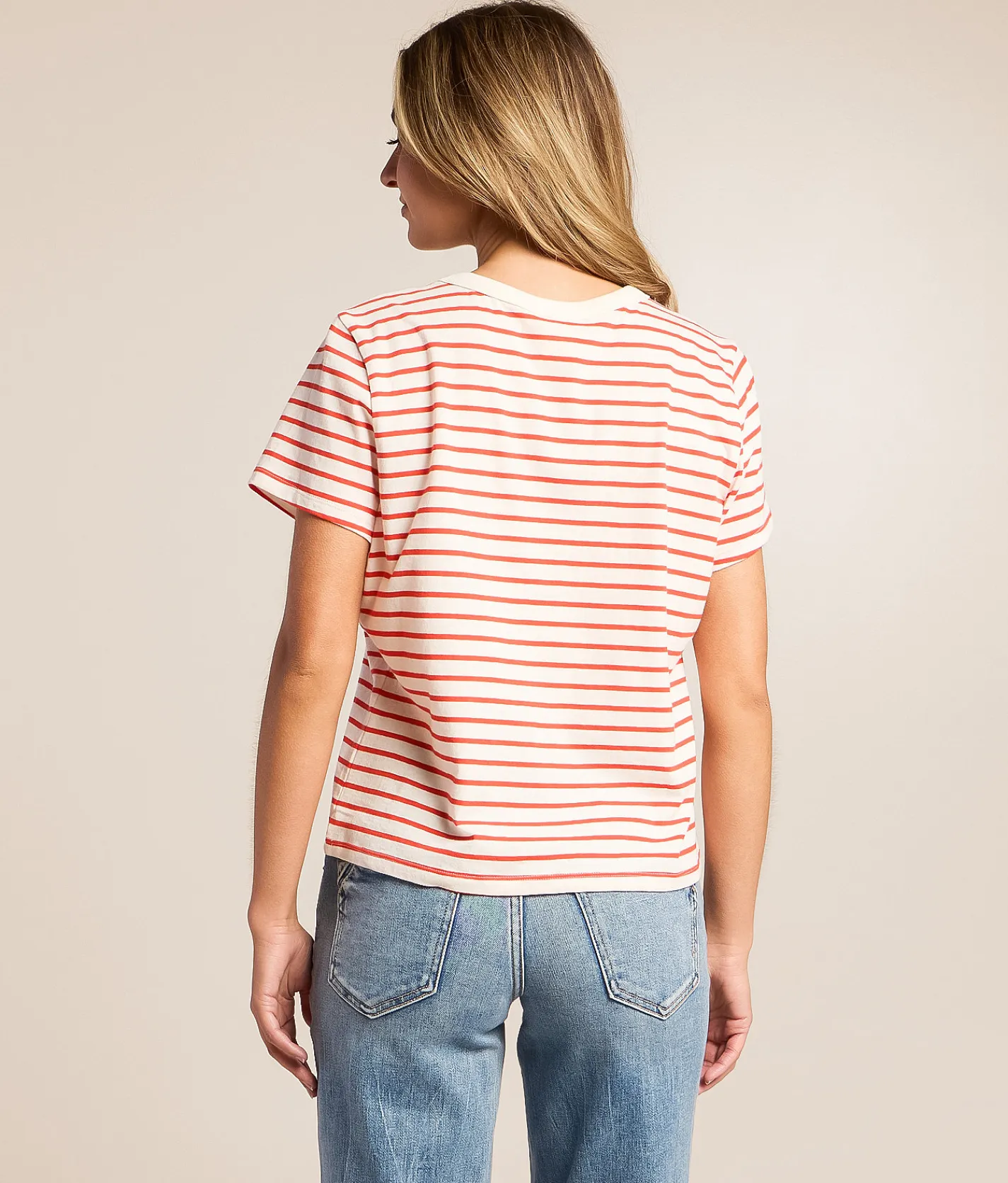 White Crow Audrey Striped T-Shirt Lychee