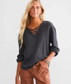 White Crow Audrey Waffle Knit Top White