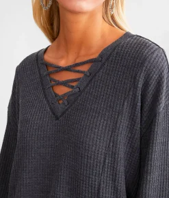 White Crow Audrey Waffle Knit Top White