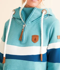 Tops | Wanakome Auria Quarter Zip Hooded Sweatshirt Alpine Blue Mix
