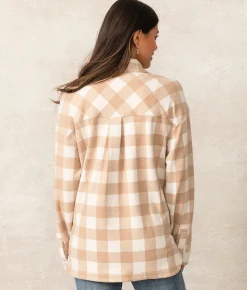 Buckle Black Aurora Plaid Knit Shacket Natural Cream Hot