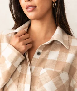 Buckle Black Aurora Plaid Knit Shacket Natural Cream Hot