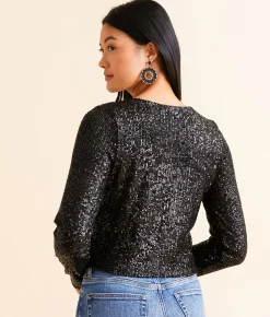 Z Supply Aurora Sequin Cropped Top Black Outlet