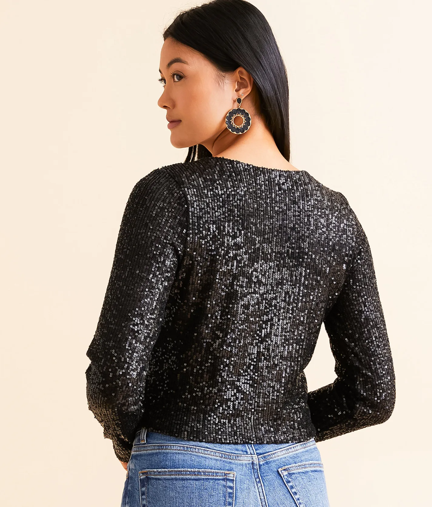 Z Supply Aurora Sequin Cropped Top Black Outlet