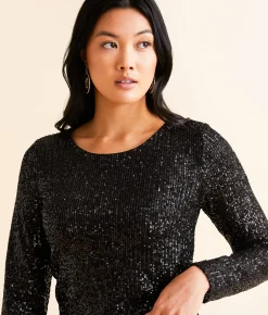 Z Supply Aurora Sequin Cropped Top Black Outlet