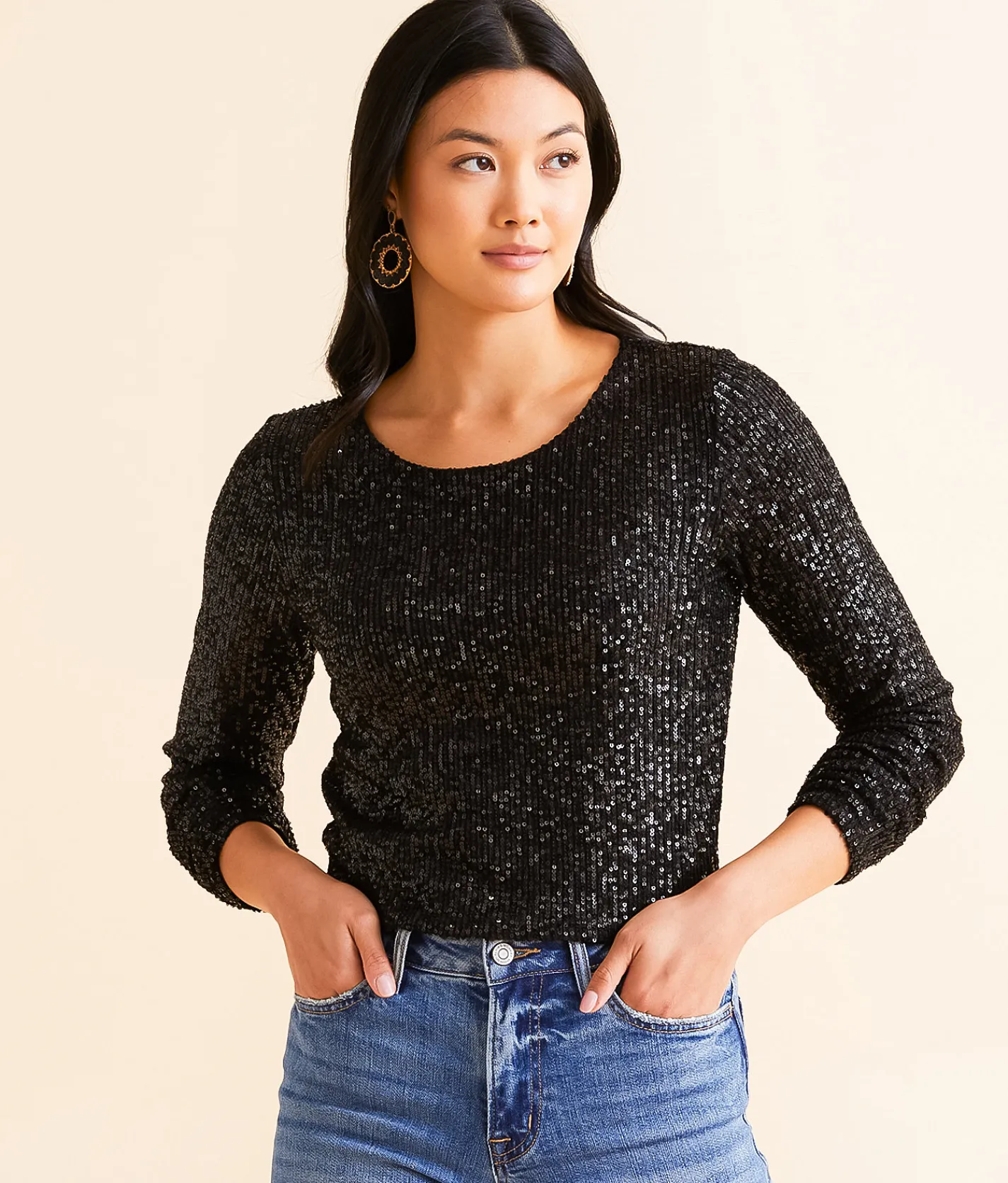 Z Supply Aurora Sequin Cropped Top Black Outlet